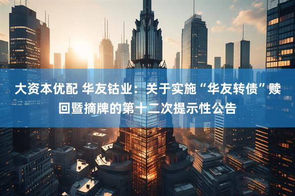 大资本优配 华友钴业：关于实施“华友转债”赎回暨摘牌的第十二次提示性公告